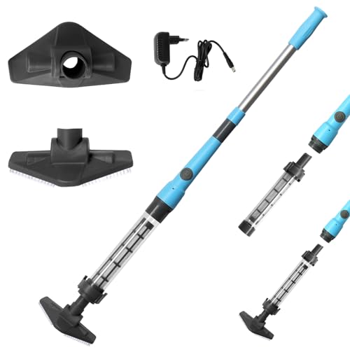 LEADZM Akku Poolsauger Kabellos, Handsauger für Pool, Whirlpool & Spa, 220x17,2x9,6cm (Blau)