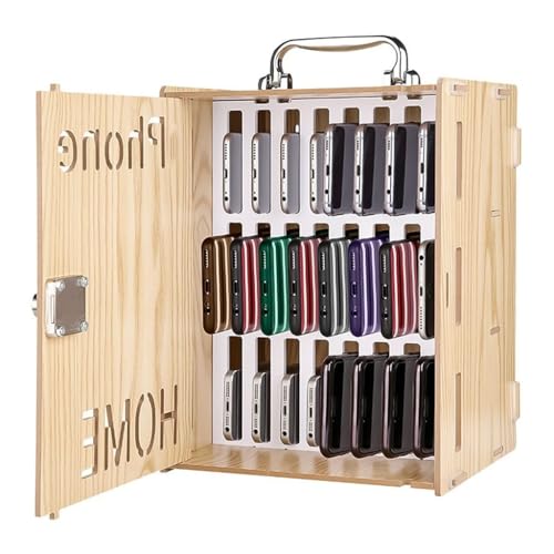 Handy-Aufbewahrungsbox 24/36 Steckplätze Desktop-Handy-Schrank-Organizer Für Lehrer Klassenzimmer Schule Büro Fabrik Bürowand (Color : Wood, S : 24)