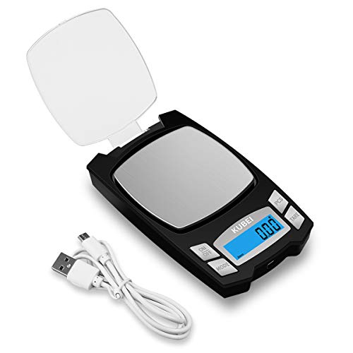 KUBEI Feinwaage 500g/0.01g USB Aufladen Digitale Küchenwaage,Fein waage, Taschenwaage,Hochpräzise Grammwaage Digitalwaage Briefw aage,Perfekt um Schmuck, Münzen,Puder,Einstellbare Abschaltzeit