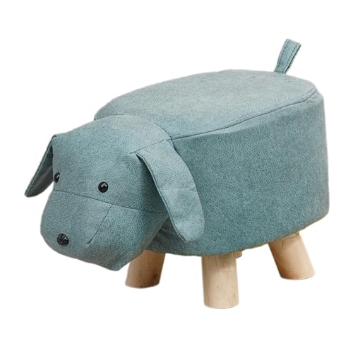 Milageto Tierhocker Sofa Teehocker Holzaufbewahrung Tragbarer multifunktionaler Kinderhocker aus Holz Elefant Bank für Dekor Schlafzimmer Spielzimmer, Blauer Hund