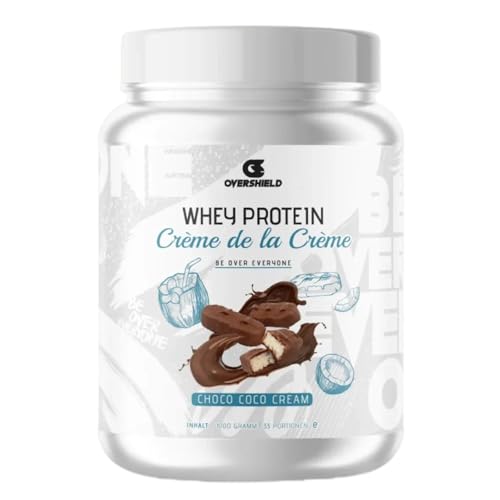 Overshield Whey Protein Crème de la Crème - 1000g Dose - Muskelaufbauendes Protein & Proteinpulver, Made in Germany Choco Coco Cream