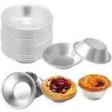 Katleay 25 Stück Kuchen Cookie Form, Aluminiumfolie Tassen, Cupcake Eierkuchenform, Backen Muffin Dose, Silberfarbene Aluminium-Eierkuchenform, für Kleine Kuchen, Muffin-Cupcake