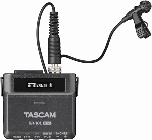 TASCAM DR-10L Pro – 32-Bit-Float-Audiorecorder mit Lavalier-Mikrofon Bluetooth Option für Fernbedienung und Synchronisation