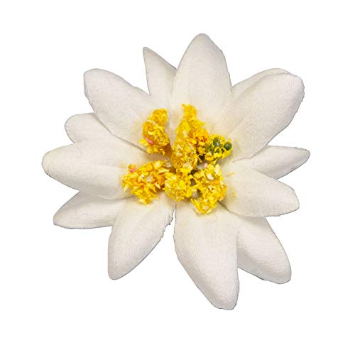 Alpenflüstern Pin Edelweiss-Stoffblüte creme-weiß API117