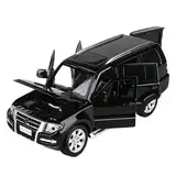 1 32 Für Mitsubishi Pajero SUV Sport Miniatur Druckguss Legierung Auto Modell Fahrzeug Spielzeug Sound & Licht Sammlung Druckgussmodelle Motorfahrzeuge(Schwarz)