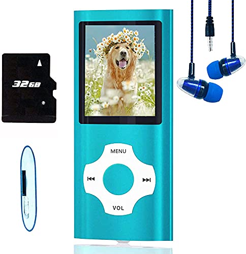 Hotechs MP3-Player/MP4-Player, MP3-Player mit 32 GB Speicherkarte, schlankes Design, digitales LCD-Display, 4,6 cm (1,8 Zoll) Display, FM-Radio (Indigo)