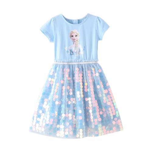 Renholin Kleider Shine Sommer Kleid Kurzarm Gefrorene Eiskönigin Prinzessin EIS Prinzessin Mädchen Kinder Party Rock