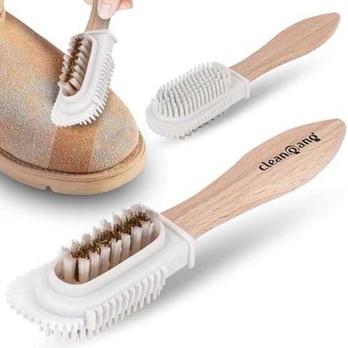 Premium Schuhbürste für Schuhe – Reinigungsbürste für Wildleder & Nubuk – Gründliche & schonende Pflege für Schuhe – Ergonomischer Holzgriff – Wildlederbürste für Wanderschuhe & Sneaker
