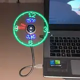 Justup USB Ventilator, LED RGB Lüfter zeigt Uhrzeit und Temperatur an,RGB-Version Mini-USB mit flexiblem Schwanenhals, Anzeige/Memory-Funktion für PC/Laptop/Desktop(Uhr + Temperatur)