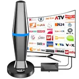 DVBT2 Antenne, zimmerantenne DVB-T & DVB-T2 Antennen mit Verstärker, Großer Reichweite und 360° Empfang, Zimmerantenne für Fernseher mit Starkem Magnetfuß, Geeignet für 4K 1080p & Alle TV-Geräte