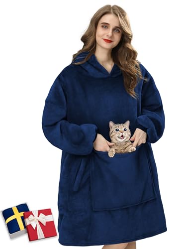 Elidepe Hoodie Decke, Geschenke für Frauen, , Decken Damen Weihnachten, Super Weicher Bequemer Flanell Oversize , Männer, Erwachsene,Teenager