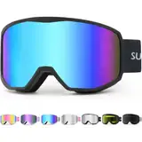 Supertrip Skibrille Damen Herren, Snowboard Brille für Brillenträger, Anti-Fog Zylindrische Skibrillen UV400 Schutz Kompatibler Helm Erwachsene Jugendliche für Skifahren/Skaten/Schneemobil