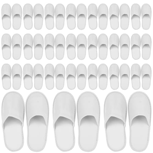 24 Paar Frottee Slipper, Hotelslipper, Weiße Gästehausschuhe Set, 4mm Hausschuhe geschlossen, Badeschlappen, Frottierslipper Unisex für Hotel Salon Spa Zuhause, Einweg Hausschuhe