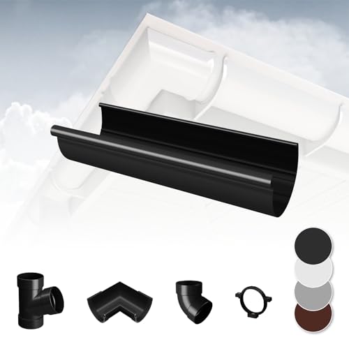 RAINWAY S Regenrinnen System (Dachrinne anthrazit) - PVC-U Kunststoff in 4 Farben, für Dachflächen < 100m² empfohlen, Regenrinne Gartenhaus Carport