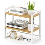 THYGIFTREE Schreibtisch-Regal-Organizer aus Holz, Aufbewahrungsregal für Schreibtisch-Bücherregal, Regal für Schreibtischplatte und Kommode (weiß)