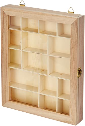 Artemio Display case, Wood, Beige, 23 x 28 x 4 cm