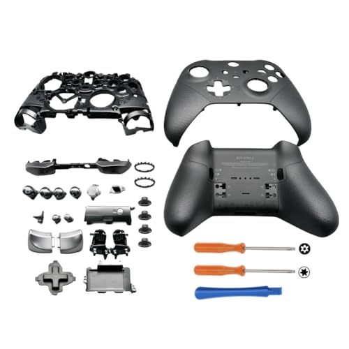 Hzxkqmil Ersatz-Gehäuse Vollschalen-Set für Xbox Elite Serie 2 Controller - Inklusive Faceplates Abdeckung Mittlerer Rahmen ABXY LT RT Knöpfe LB RB Bumper Zubehör Werkzeuge