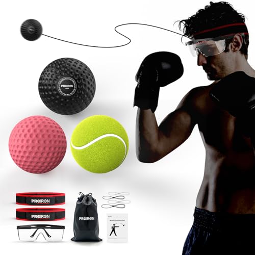 PROIRON Boxing Reflex Ball - Verbessern Sie die Reaktionsgeschwindigkeit und die Hand-Augen-Koordination, boxball Stirnband mit Schutzbrille für Kinder und Anfänger Heim Boxen Sports