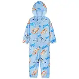 BlueY Regenanzug Kinder, Wasserdichter Matschanzug Jungen mit Kapuze, Regenoverall Kinder Gefüttert (Blau, 4-5 Jahre)