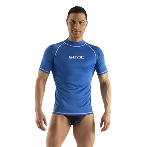 Seac T-Sun Short Man, Rash Guard for Swimming, Surfing, Diving, UV Protection, Blue, XL