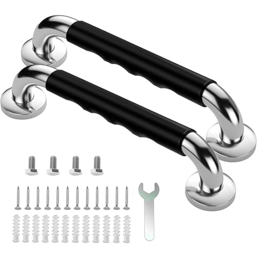 2 Stück Haltegriffe für Senioren, Rutschfreier Haltegriff, 30cm Haltegriff Dusche, Edelstahl Dusche Badewannengriff, Wandmontage Badezimmer Haltegriff für WC, Badezimmer, Küche, Treppen