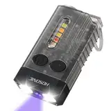 HOSONIC E9 Mini Taschenlampe LED Aufladbar 1000 Lumens, 365nm UV Klein Taschenlampen SchlüSselanhäNger mit Rot Blau Licht, TYPE C Flashlight 12 Modi, Magnetisch, IPX4 wasserdicht