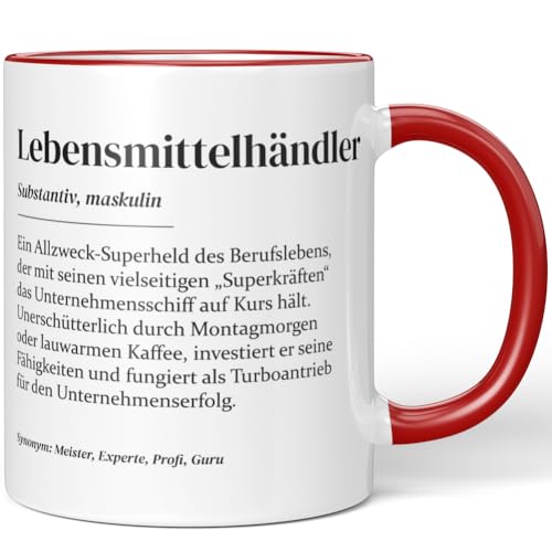 JUNIWORDS Tasse, Definition Lebensmittelhändler, Rot (7222995)