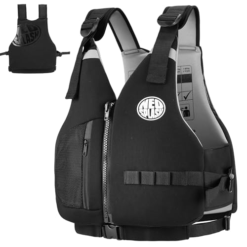 Schwimmlernweste Erwachsene, Schwimmhilfe, Festtoffweste ideal für den Wassersport, Kajak, Bootfahren, Schnorcheln (Black, L)