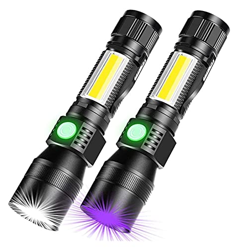 Itoncs 3 in 1 UV Catch Torches [WhiteLight RedLight & UV] Super helle wasserdichte LED-Fackel mit 7 Modi für itemidentifikation/Camping/Nacht Angeln [2 Pack]