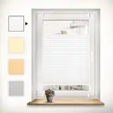 Sonello Plissee Klemmfix ohne Bohren 40cm x 120cm Weiß Faltrollo Plisseerollo Jalousie für Tür & Fenster Blickdicht Sichtschutz Sonnenschutz Fertifplissee Rollo