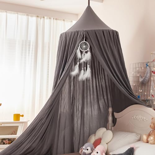 JoiyeScent Princess Decor Baldachin für Kinderbett, Grau