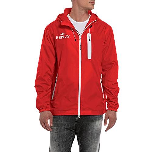 Replay Herren Jacke mit Kapuze, Poppy Red 555 (Rot), L