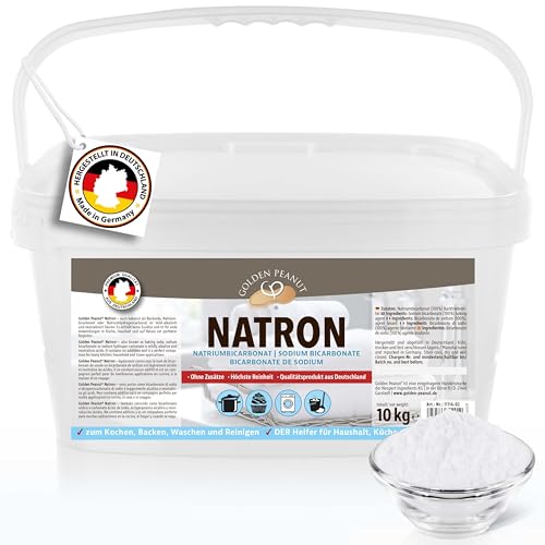 GOLDEN PEANUT Natron Pulver 10 kg - Premium Natriumhydrogencarbonat, Backsoda, Backpulver, Wasch-Soda, hochreine Lebensmittelqualität aus Deutschland