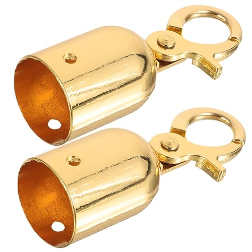 IWOWHERO 2st Seilendanschlag Seilendstopper Druckknöpfe Karabinerhaken Am Kordelende Tasse Haken Warteschlangenteiler Paracorde Wandhaken Für Mäntel Nieten Seilende Golden Rostfreier Stahl