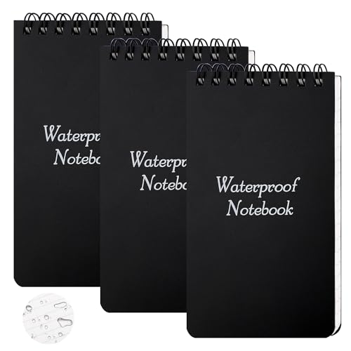 ktxaby 3er Pack Wasserdichtes Notizbuch, A7 Mini-Spiral-Notizbuch, Polizei Outdoor Taschennotizbuch Mit Gitterpapier Für Die Aufzeichnung Von Outdoor Aktivitäten(7,6 x 12,7 cm, 50 Blatt)