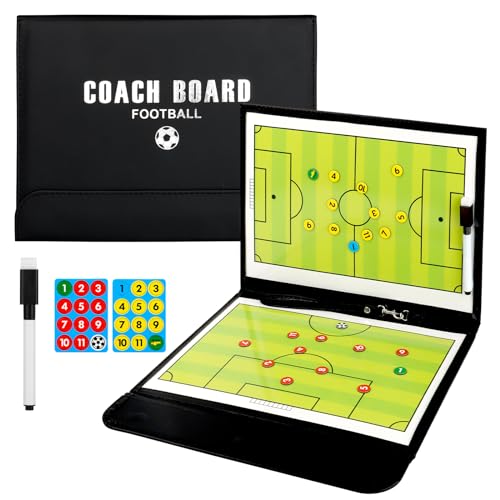 KEWUZY Fußball Taktiktafel, Coach-Board mit Magneten, Taktikboard Fussball, Soccer Coach Board, Trainermappe mit Boardmarker, Magnetische Schachfiguren, für die Schulung oder Spielanalyse