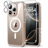 TAURI 5 in 1 für iPhone 16 Pro hülle, Handyhülle für iPhone 16 Pro Case, [Kompatibel mit MagSafe] [Vergilbt Nicht] Schlanke, Stoßfeste Telefon Hülle - Magnetisch Transparent