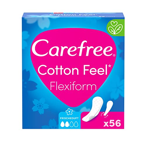 Carefree Slipeinlagen Cotton Feel Flexiform mit Frischeduft, 100% atmungsaktiv mit langanhaltendem Frischegefühl, Größe Normal, 56 Stück