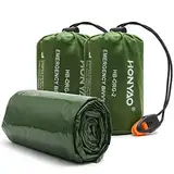 HONYAO Notfalldecke Schlafsack, Survival Biwaksack Erste Hilfe Rettungsdecken Wasserdicht Notfallzelt Ultraleicht Hitzeabweisend Kälteschutz mit Signalpfeifen, für Outdoor Camping Wandern, 2 Stück