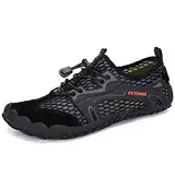 DANNTO Herren Aquaschuhe Wasserschuhe Badeschuhe Kinder Yoga Badeschuhe Strandschuhe Schnell Trocknend Surfschuhe Schwimmschuhe mit rutschfeste Sohlen Neoprenschuhe Barfuß Schuhe (Schwarz,44)