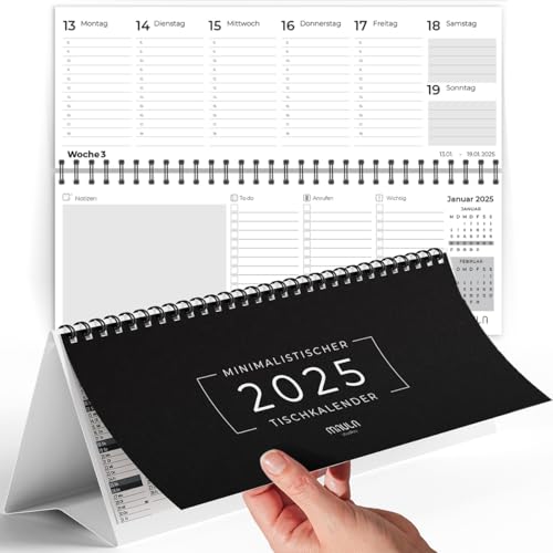 Tischkalender 2025 Quer - Kalender 2025 Tischkalender - Wochenkalender 2025 Tischkalender - Tischkalender 2025 zum Aufstellen - Organisation & Produktivität - Tischkalender 2025 Quer 1 Woche 2 Seiten