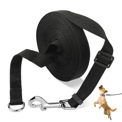 VMUTGA Schleppleine für Hunde, 10M Hundeleine Schwarz Starke Trainingsleine Laufleine Verstellbare Robuste Lange Hundeleine Übungsleine mit Karabiner für Große bis Kleine Hunde Training Spazierengehen