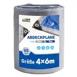 Covall Leichte Abdeckplane Wasserdicht Gewebeplane 4x6m Plane mit Ösen Schutzplane Bootsplane 65g/m² Silber/Blau Bauplane Holzplane Wetterfest Winddicht UV-Beständig Camping Zelt Auto LKW Pool