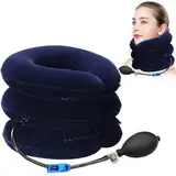 Cervical Neck Traction Device, Verstellbares Nackenmassagegerät, Marineblau Hals Zugvorrichtung, Nackenstütze, Nackenkissen für die Entlastung der Halswirbelsäule Druck, Kopf-und Nackenstrecker