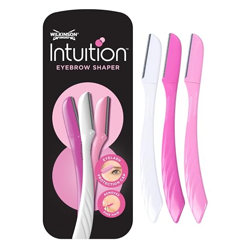 Wilkinson Sword - Intuition Augenbrauenformer für Frauen, 3 Rasierer, Gesichtshaarentferner und -trimmer, Peeling-Dermaplaning-Tool