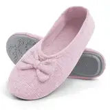 OFFCUP Damen Hausschuhe, Memory Foam Leicht Frottee Hausschuhe, Gemütlich Ballerinas Faltbare Ballerinas Hüttenschuhe Indoor Antirutsch Baumwolle Warme Slippers