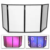 Vonyx DB2 DJ Screen, Verkleidung für DJ Pult zusammenklappbarer und mobiler DJ Stand, 280cm x 120xm, Booth, mit integrierter Leinwand für ein professionelles Bühnenbild, Weiß