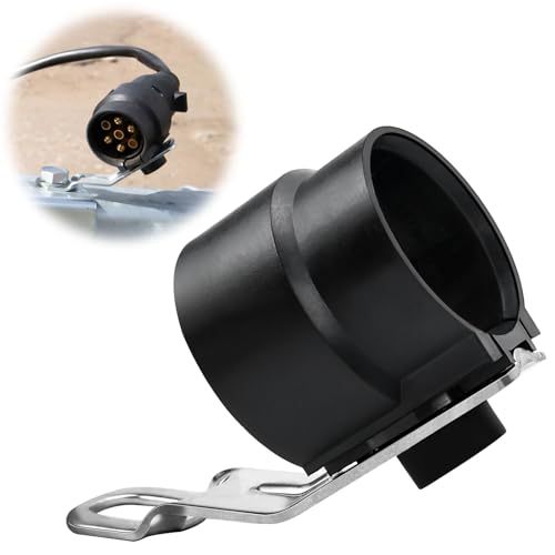 BHHTBB Anhänger Stecker Halter, Anhänger Steckerhalter Hänger Deichsel Halter für Adapter 7 auf 13 Poliger Anhängerstecker mit Metall Anbauplatte Halter, Drehbar Anhängerdeichsel Halterung