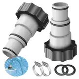 Poolschlauch Adapter, 2 Stück Schlauchadapter Pool, Pool Adapter A, Schlauchadapter für Pumpe mit Dichtring+Schlauchschellen, Anschluss für 32mm auf 38mm Ø Pool-Schlauch