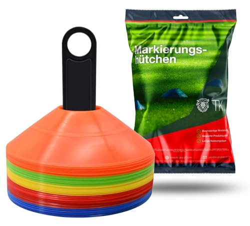 TK Gruppe Timo Klingler 25x Markierungshütchen Hütchen Kegel für Slalom Trainingszubehör & Fußballzubehör für Fußball, Leichtathletik für Kinder & Erwachsene